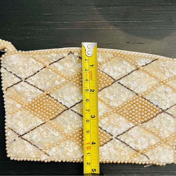 Vintage Pearl & Sequin Beaded Clutch Purse - Picture 7 of 10